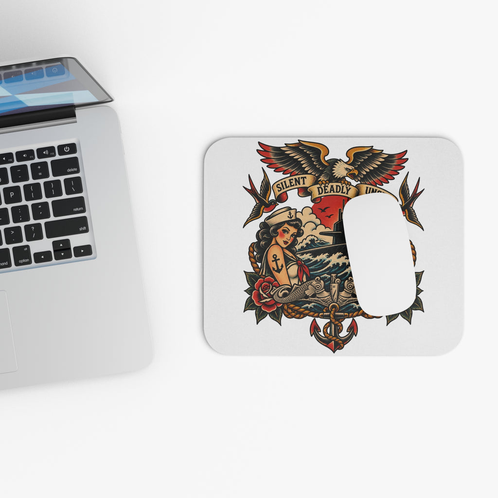 Nautical Tattoo Mouse Pad - "Silent Deadly Unseen" Submarine Design