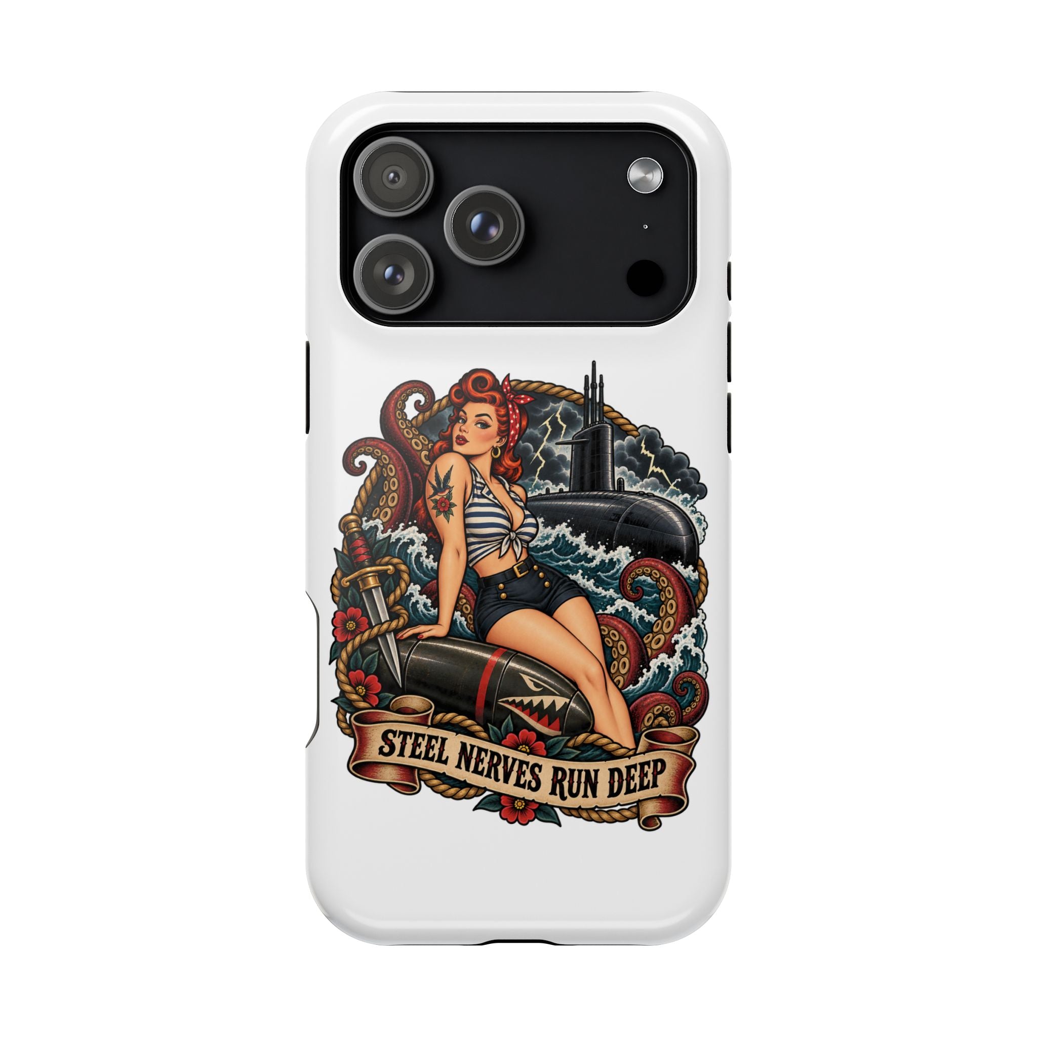 Nautical Pin-Up Magnetic Impact Phone Case — "Steel Nerves Run Deep"