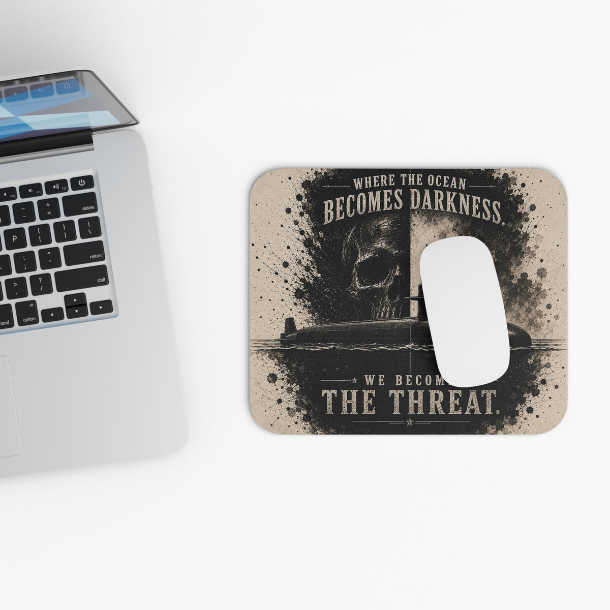 "Where the Ocean Becomes Darkness, We Become the Threat" Mousepad