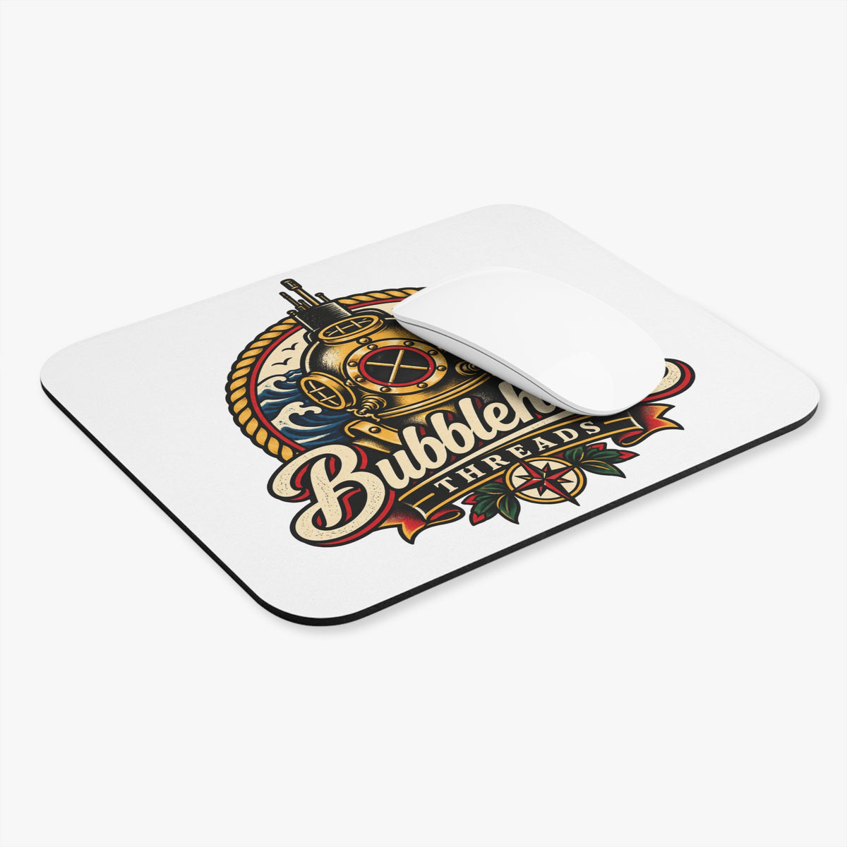 Bubblehead Threads Vintage Diving Helmet Mouse Pad