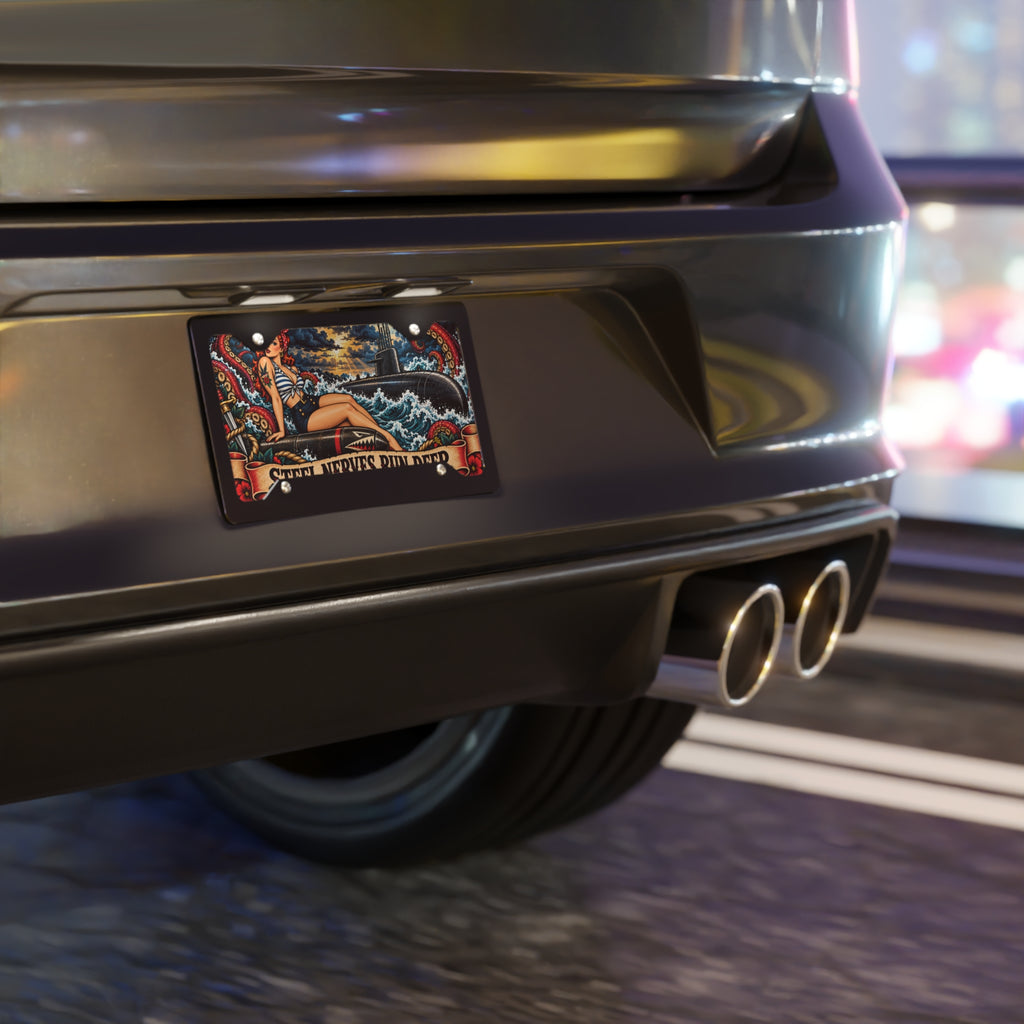 Steel Nerves Run Deep Vanity License Plate