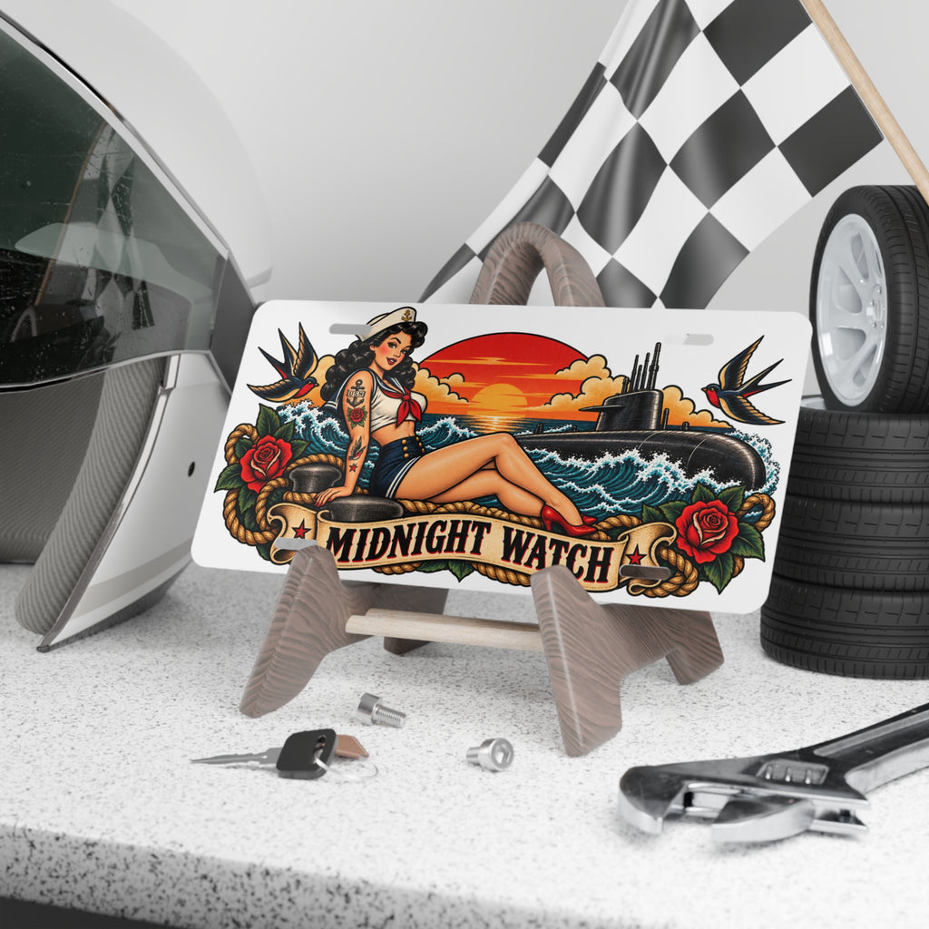 Midnight Watch Vintage Pin-Up Vanity Plate