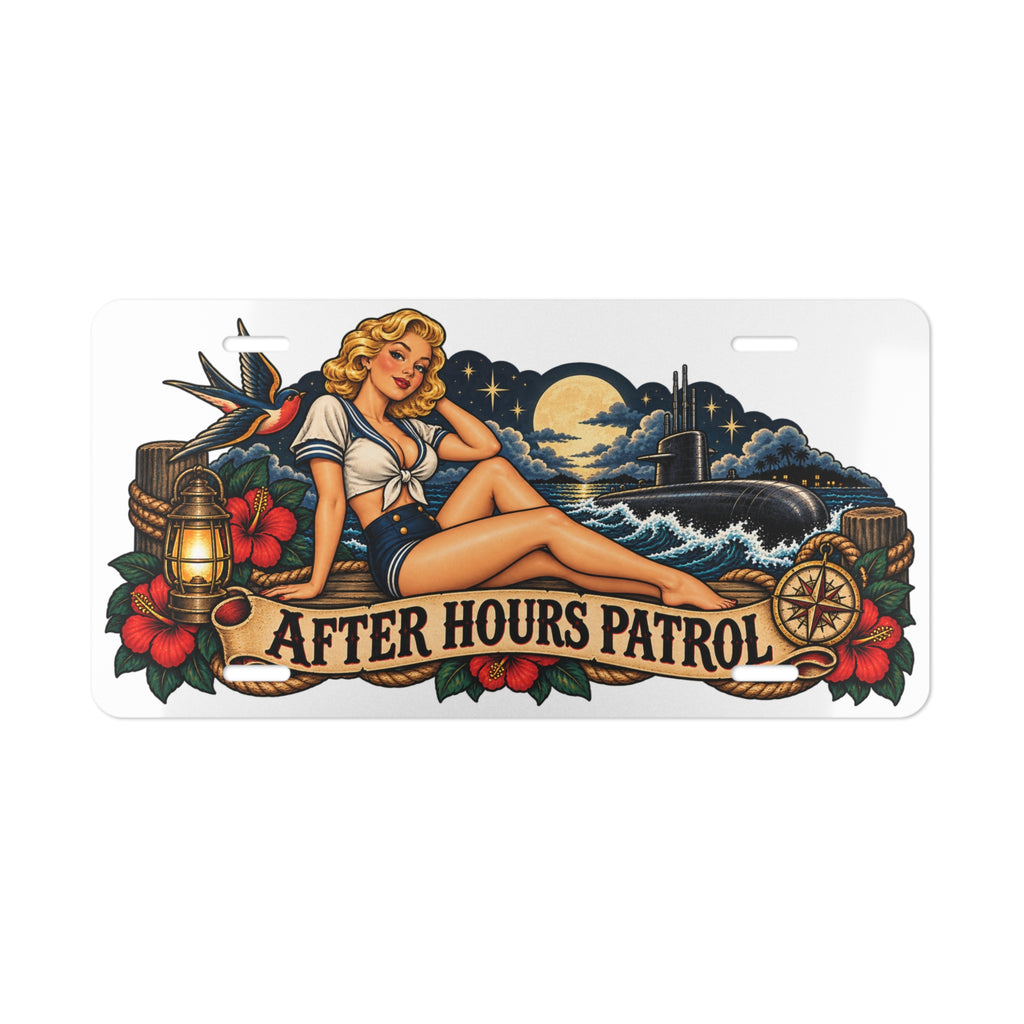 Vintage Pin-Up 'After Hours Patrol' Vanity Plate