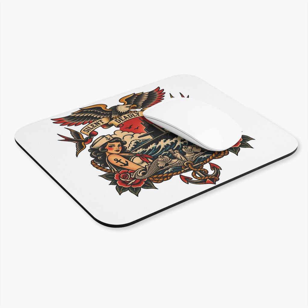 Nautical Tattoo Mouse Pad - "Silent Deadly Unseen" Submarine Design