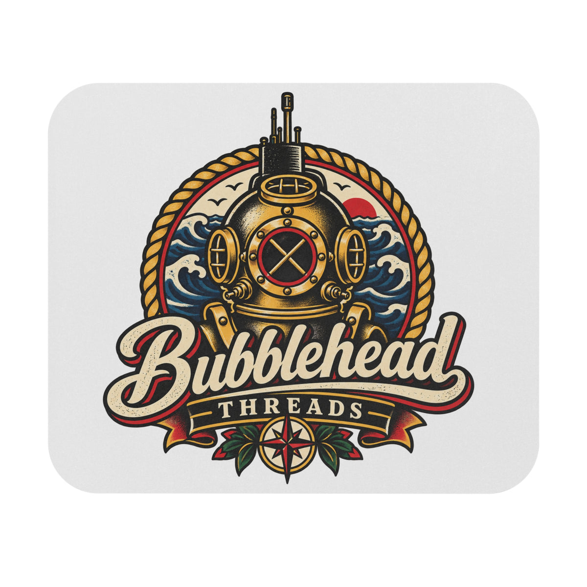 Bubblehead Threads Vintage Diving Helmet Mouse Pad