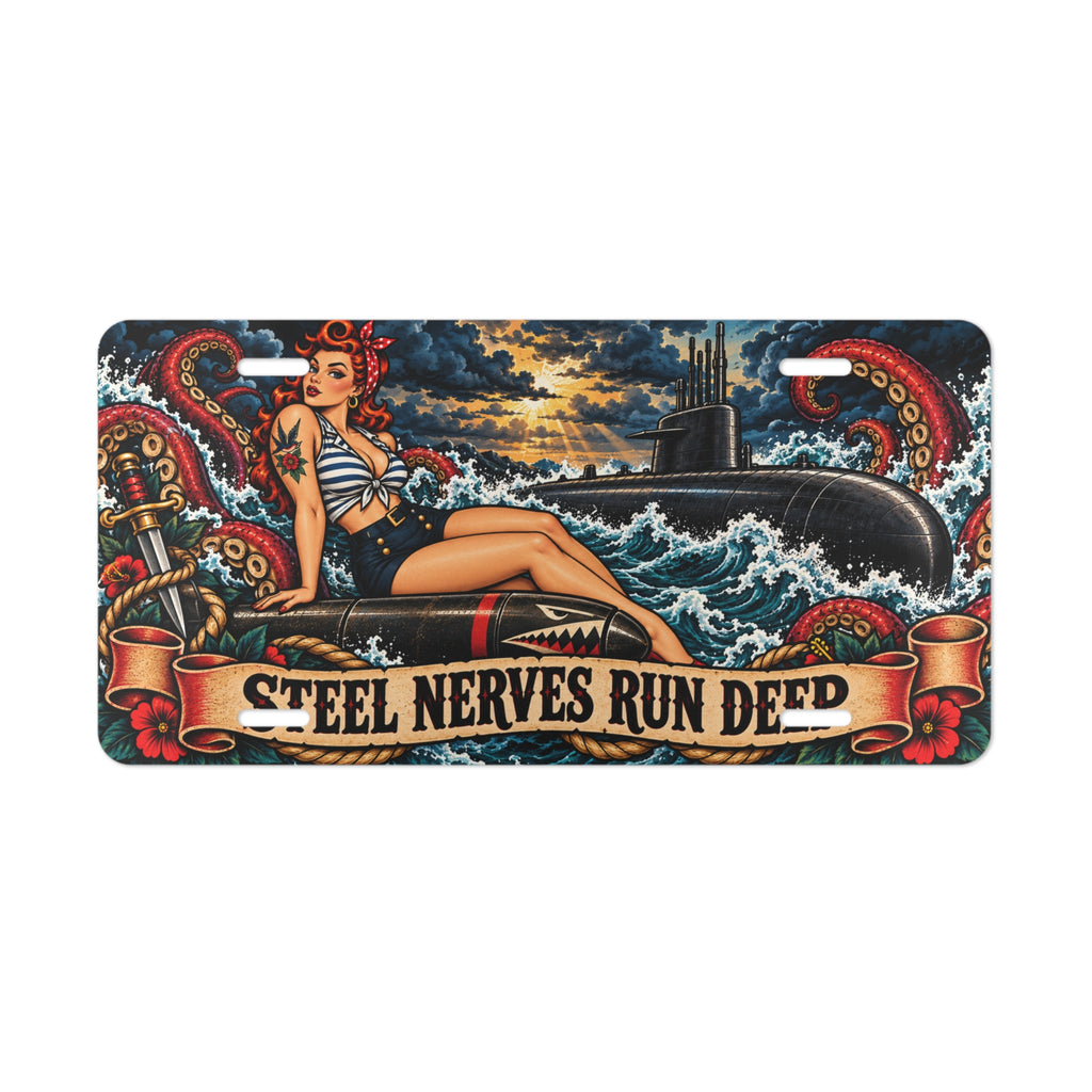 Steel Nerves Run Deep Vanity License Plate
