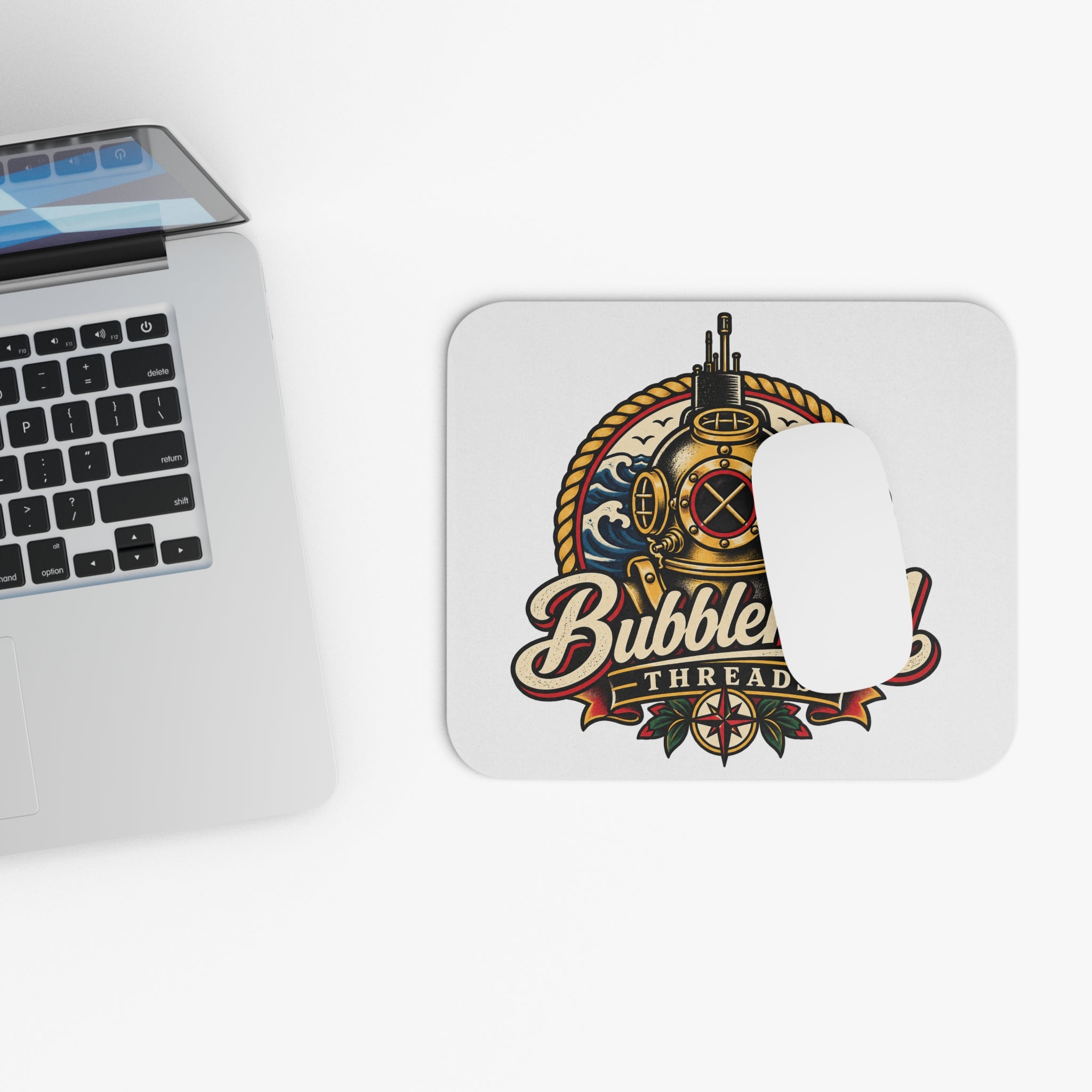Bubblehead Threads Vintage Diving Helmet Mouse Pad